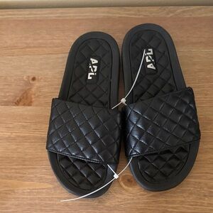 APL Quilted Slide Sandals — Black